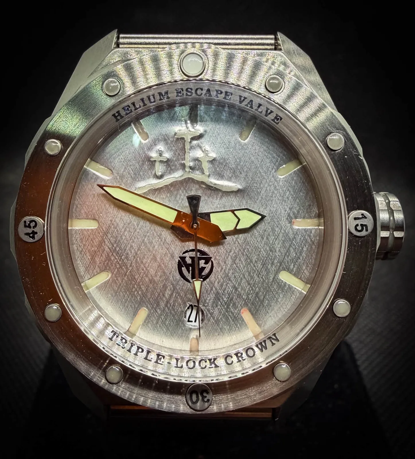 Steeldive 500m Monochrome Cream Soda Can Dial — Steeldive 500m stainless diver case custom build, Reno